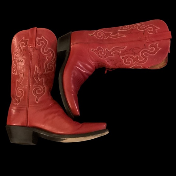 (Vintage) Lucchese 1883 Red Leather Western Cowgirl Boot - Picture 9 of 10